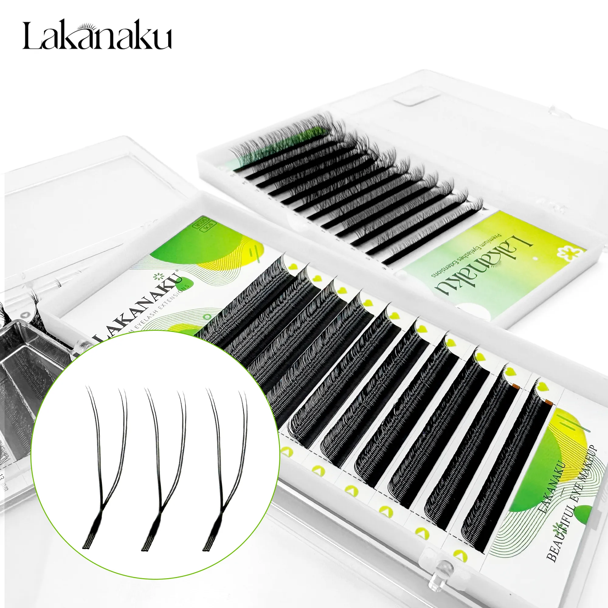 สีน้ำตาลเข้ม U รูปร่าง YY Lashes สีน้ำตาล Premade ตาขนตาส่วนขยาย Fio U 2D Clover Cilios