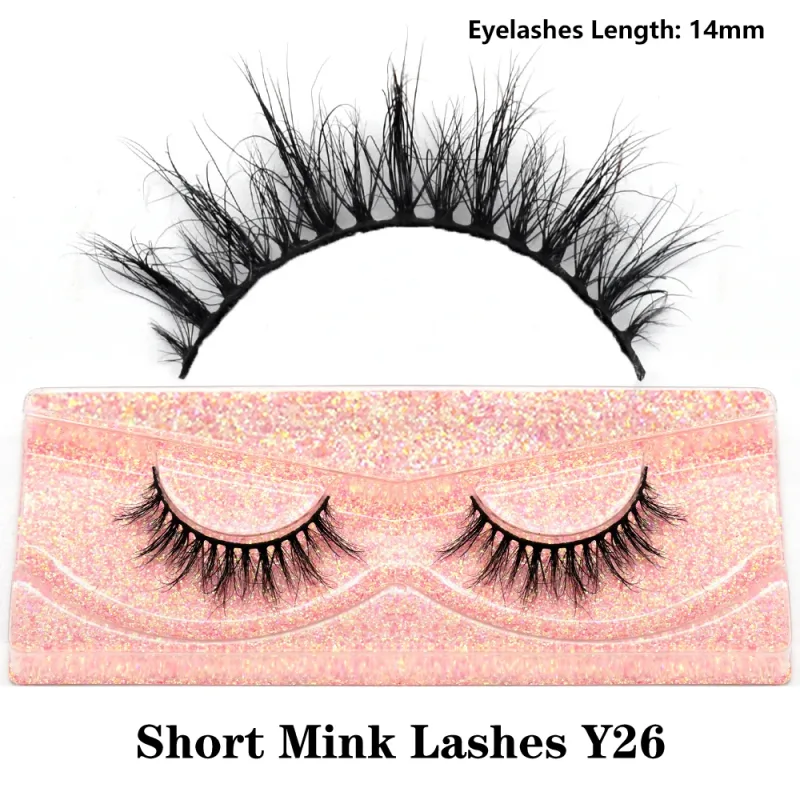 Mink จริงปุยสั้น Eye Lashes Extension Wispy นุ่มธรรมชาติขนตาปลอมสั้นสวมใส่ทุกวัน Full Strip Lashes แต่งหน้า — image 41