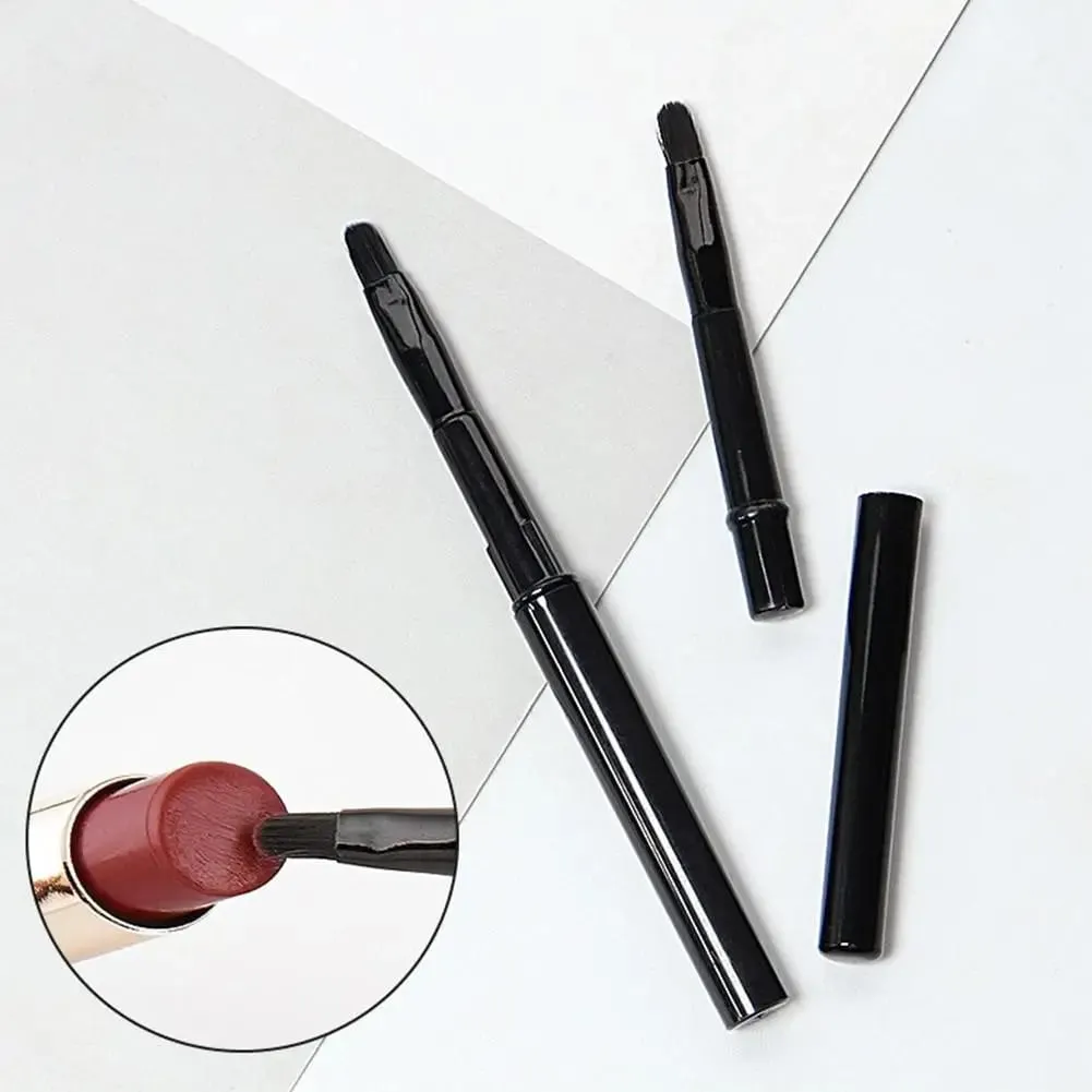 Makeup Lip Brushes Lipliner brushes Black with Cap Retractable Lipstick Brush Travel Portable lip scrub brush Gloss Makeup Brush