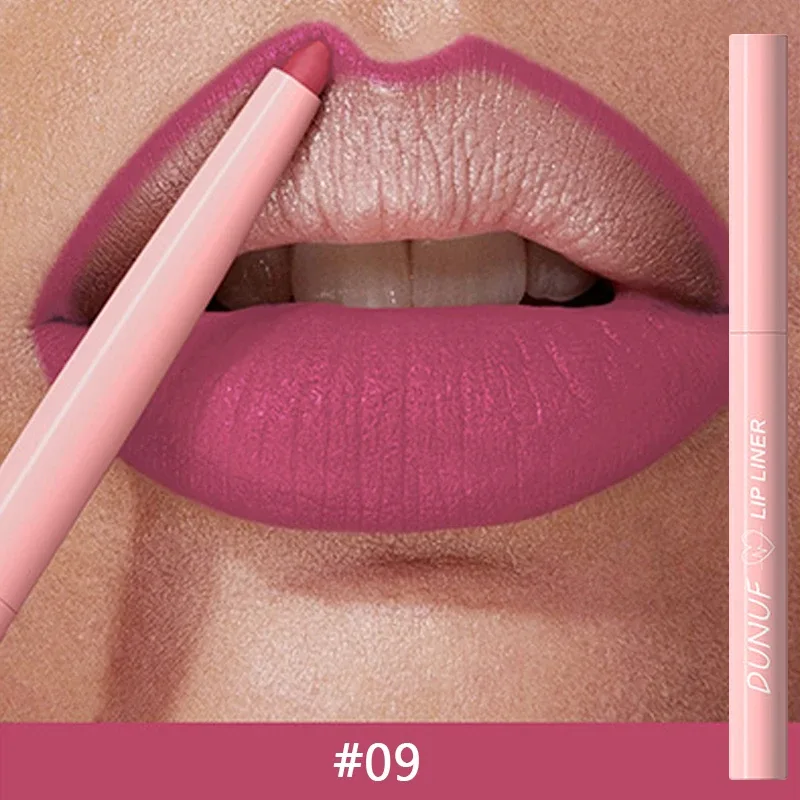 12 สี Matte สีแดงสีน้ำตาล Lipliner ดินสอกันน้ำ Non-stick Cup Slim ลิปสติก Make Up Nude Pink Lip Liner เค้าร่าง Lip Contour — image 18