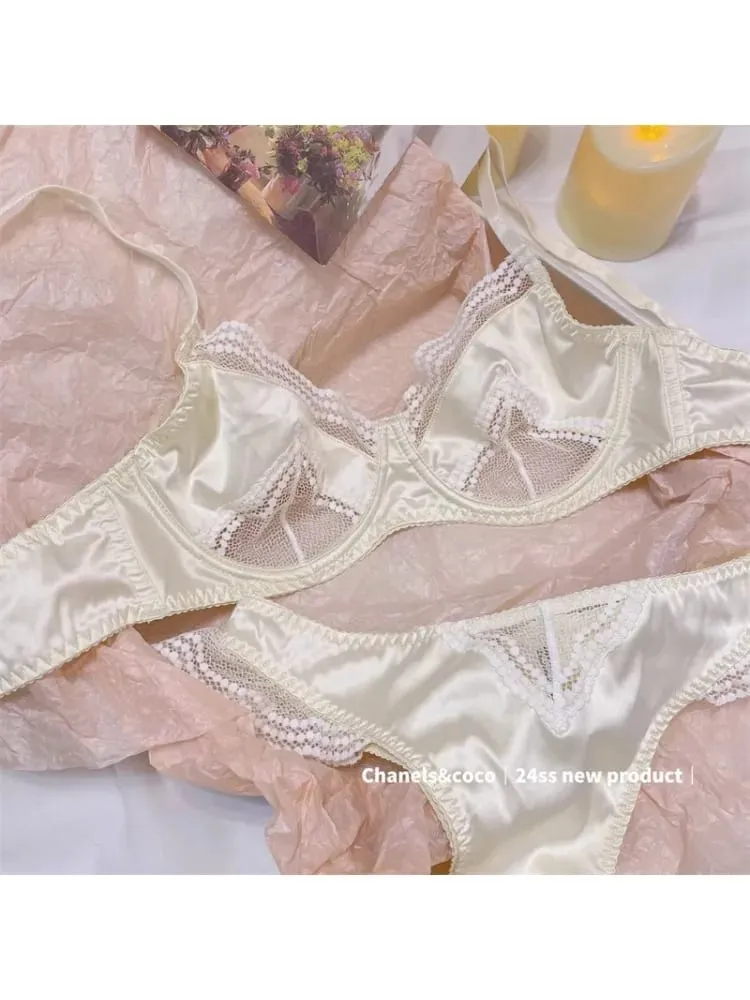ชุดบราลายคัตเอาท์น่ารัก | เอคัพวิดพื้นเมจิก | ขอบลูกไม้ซากุระ | Bralette สลิมมิ่งญี่ปุ่นพร้อมแผ่นรองเพศ AB Cup Bras — image 2
