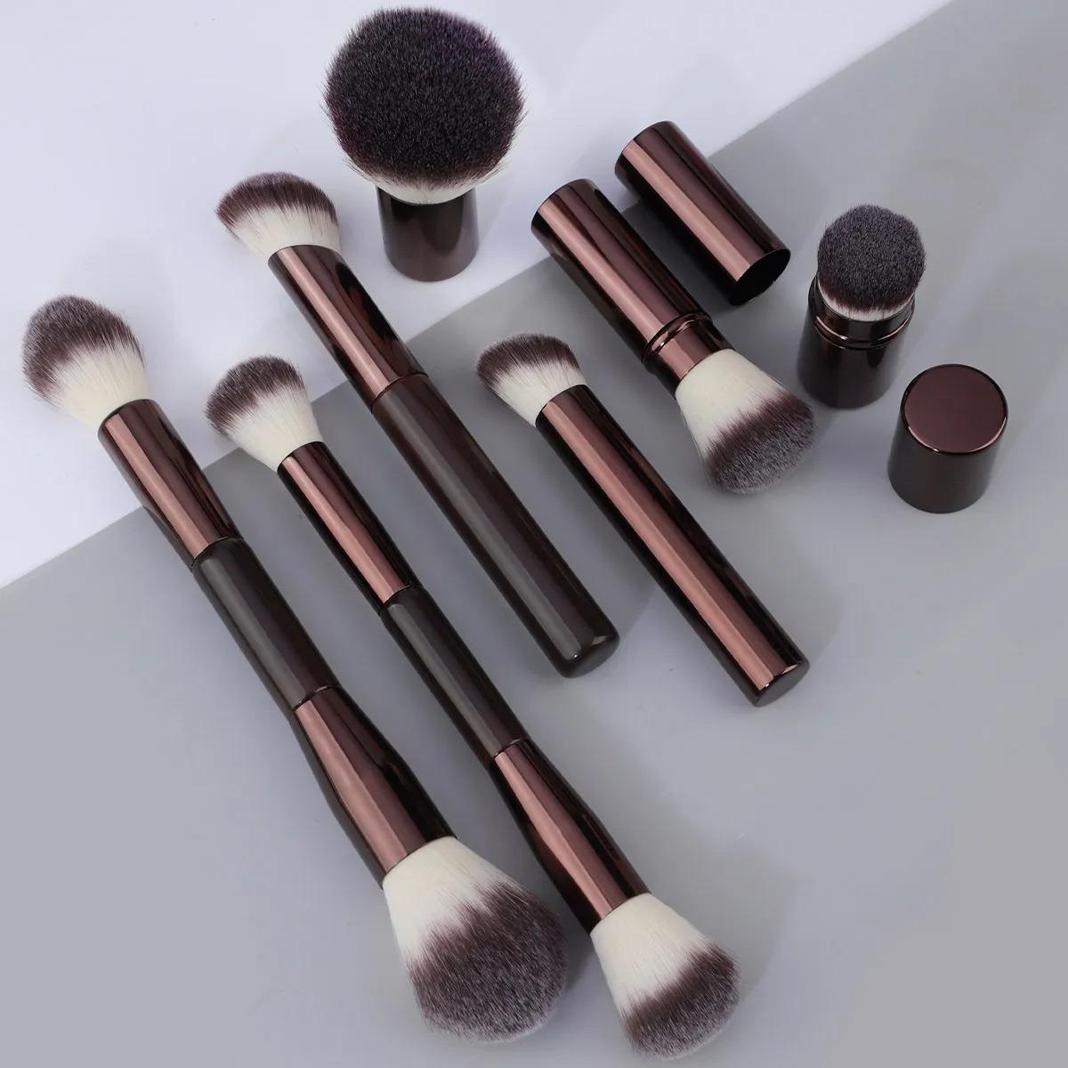 7PCS 메이크업 브러쉬 세트 더블 헤드 파운데이션 브러쉬 페이스 컨투어 스컬 프팅 메이크업 도구 소프트 푹신한 루스 파우더 브러쉬 — image 6