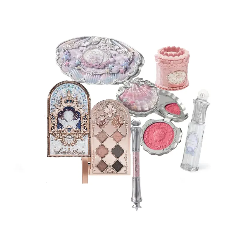Flowerknows Kotak Hadiah Set Solek Malaikat Kecil Kotak Penuh Lip Glaze Blusher Shell Jewelry Kit Hadiah Hari Lahir Bunga Tahu — image 2