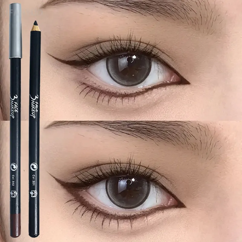 1/12 Stück wasserfester schwarzbrauner Eyeliner-Stift, wischfest, langlebig, anfängerfreundlich, glatt, hochpigmentiert, Punk-Augen-Make-up — image 3