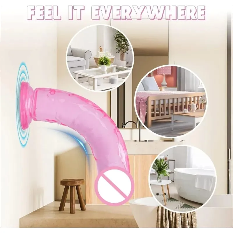 Godemiché rose doux et réaliste avec ventouse, gros pénis en Silicone, jouets sexuels anaux pour adultes, bouchons Dilldo pour femmes lesbiennes