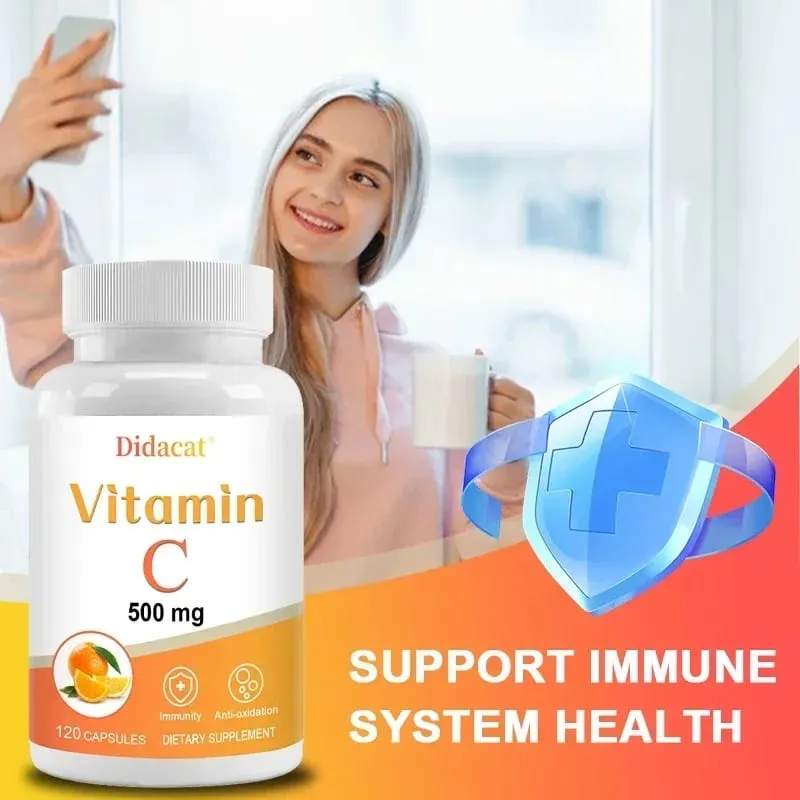 Vitamin C 500 mg 120 Capsules - High Absorption Antioxidant Supplement Immune System and Collagen Supplement Non-GMO — image 3