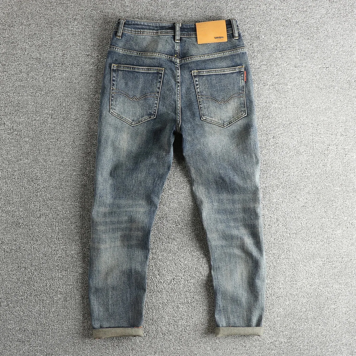 Retro blaue gewaschene Cat Whisker Jeans Herren High-End-Custom-Stoff amerikanische Modemarke Jugend Neun-Punkt-Hose — image 2