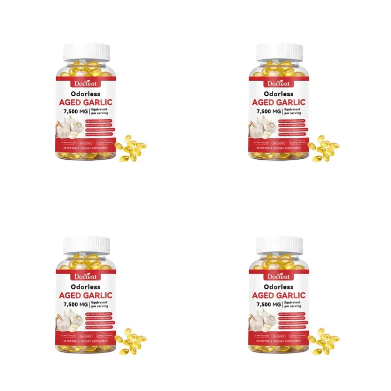 Odorless Aged Garlic Extract 7500mg เทียบเท่า 60 ซอฟท์เจล - ระบบภูมิคุ้มกันสุขภาพหัวใจอาหารเสริมสารต้านอนุมูลอิสระสำหรับผู้ใหญ่ — image 9