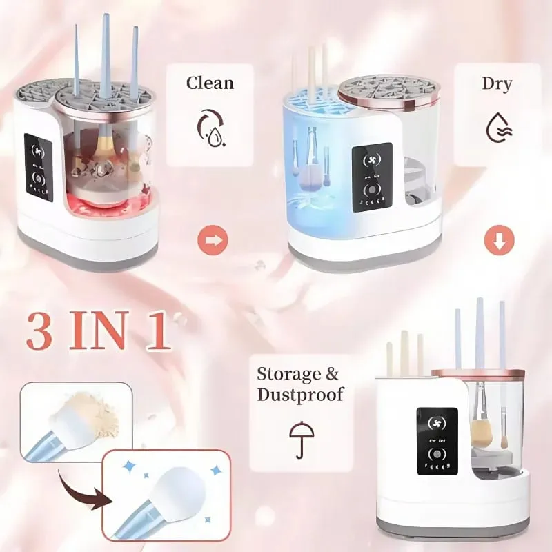 Electric 3 IN 1 Makeup Brush Cleaneing Machine Makeup Brush Dryer Portable Automatic USB Cosmetic Brushes Cleaner Tool