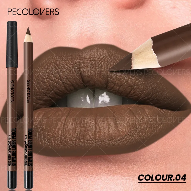 Matte Lipliner Kontur Bibir Belakang Kedua Bibir Gebu dan Menawan Tidak Mengeringkan Kosmetik Bibir Kalis Air Sesuai untuk Pemula — image 11