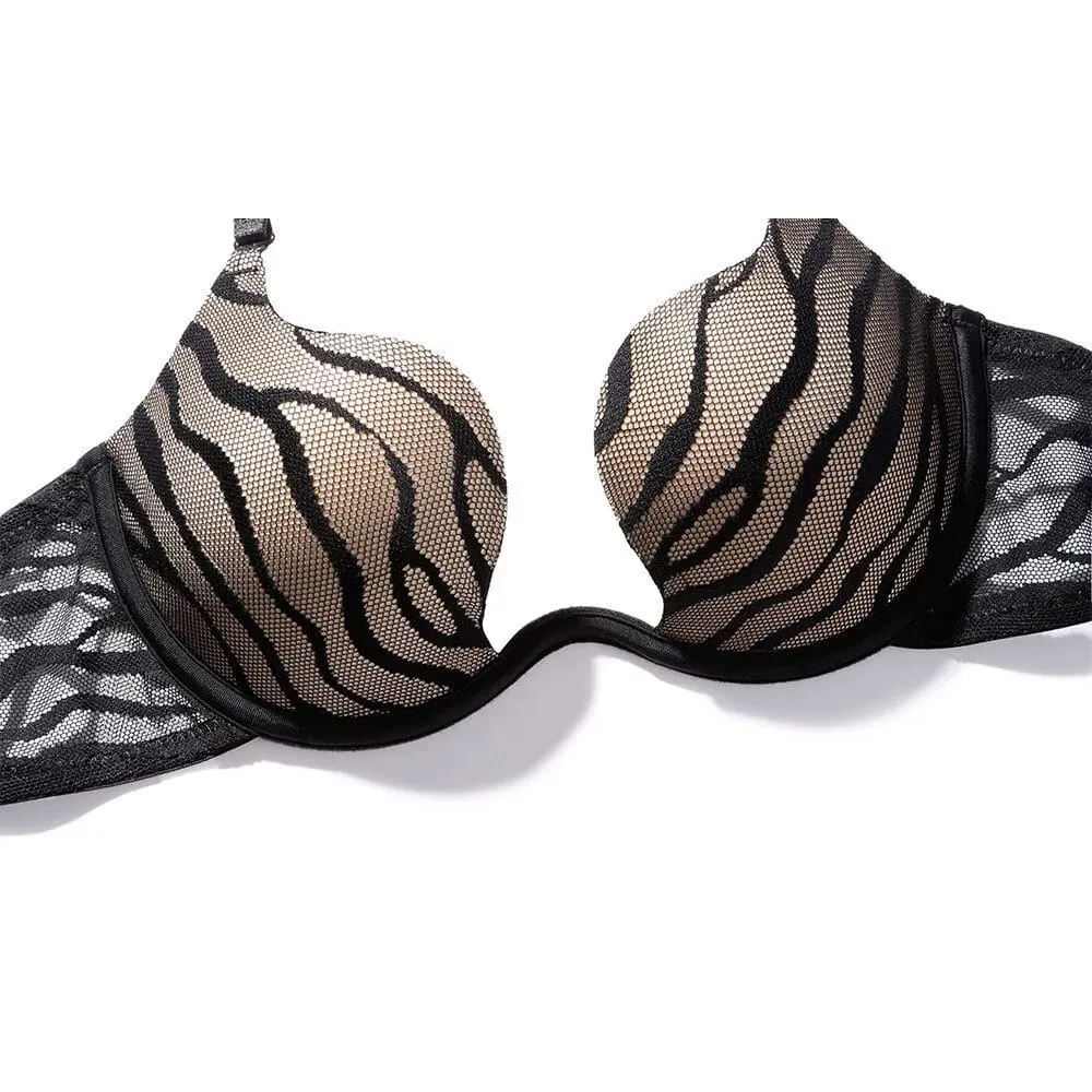 Set Bra Push Up V Dalam untuk Wanita Musim Panas Peningkat Payudara Kecil Mendukung Kontrol Sisi Samping Anti Kendor Setelan Lingerie Seksi Nyaman 32-38 — image 1