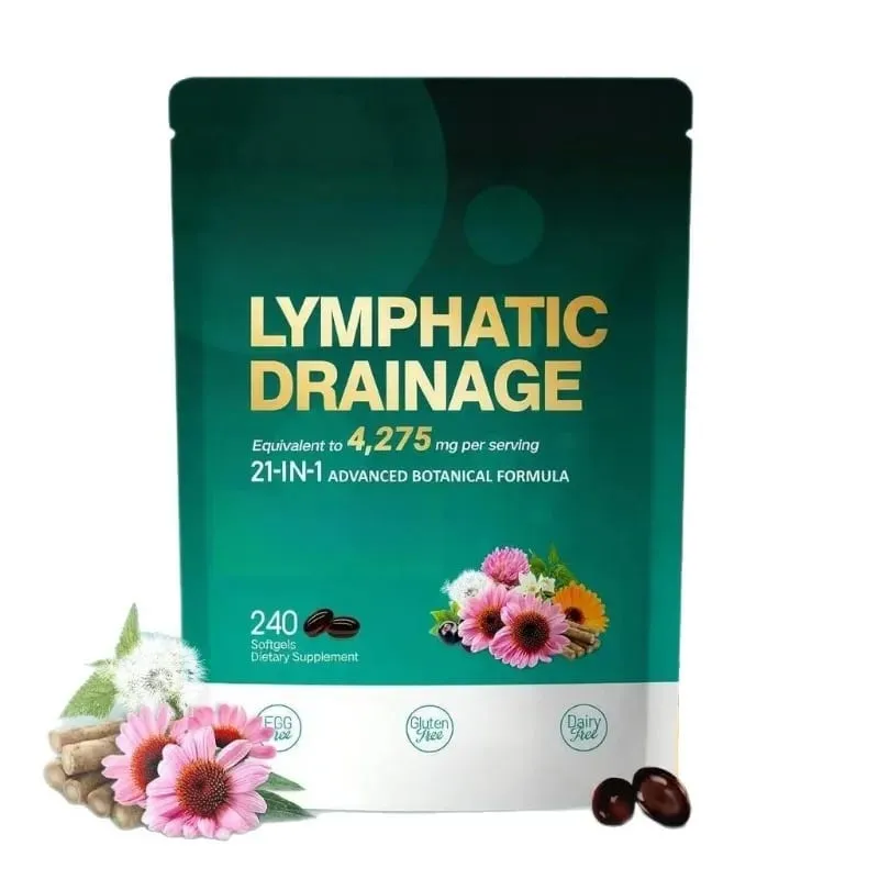 Sistem Kapsul Drainase Limfatik 21 in 1 4275mg Mendukung 240 Gel Lunak dengan Campuran Herbal dan Dandelion Burdock & Kunyit