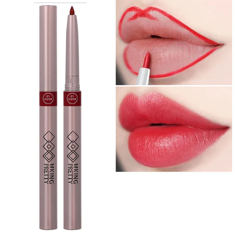 Nude Brown Lip Liner ดินสอลิปสติก Matte Smooth Waterproof Lipliner Long Lasting Non-stick Cup ลิปสติกปากกาความงามเครื่องสำอาง — image 19