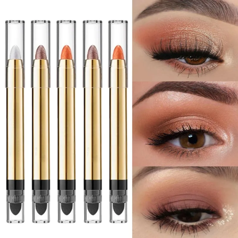6color Eye Shadow Pen Eye Makeup Lying Silkworm Pen Double-ended Highlight Pen Eye Shadow Stick Women's Micro-pearl Matte Makeup — image 1