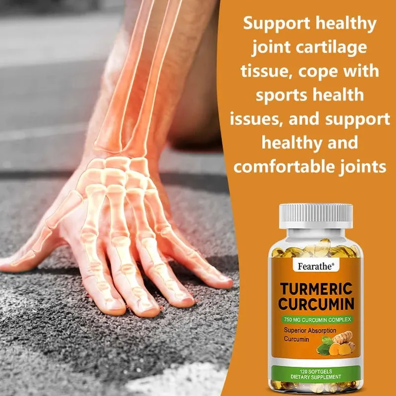 Capsules de curcumine de curcuma biologique – 750 mg, complexe de curcumine le plus puissant pour la santé du cerveau, des muscles osseux cardiovasculaires — image 3