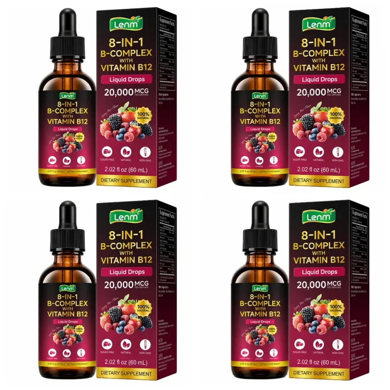 Vitamin B Kompleks 8-dalam-1 Mengurangkan Penyerapan Maksimum dengan Vitamin B12 Folat Menyokong Metabolisme Fokus Tenaga & Kesihatan Saraf 60ML
