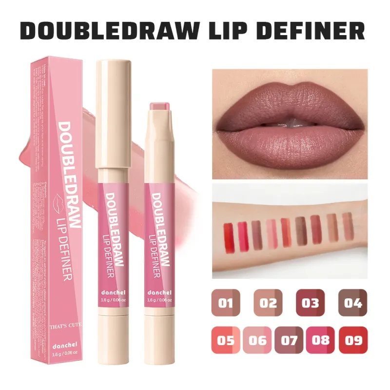 Double Draw Lip Definer 2 In 1 Lip Liner And Lip Gloss Silky Cream Texture Long Lasting Hydrating High Pigment Waterproof Makeup — image 5