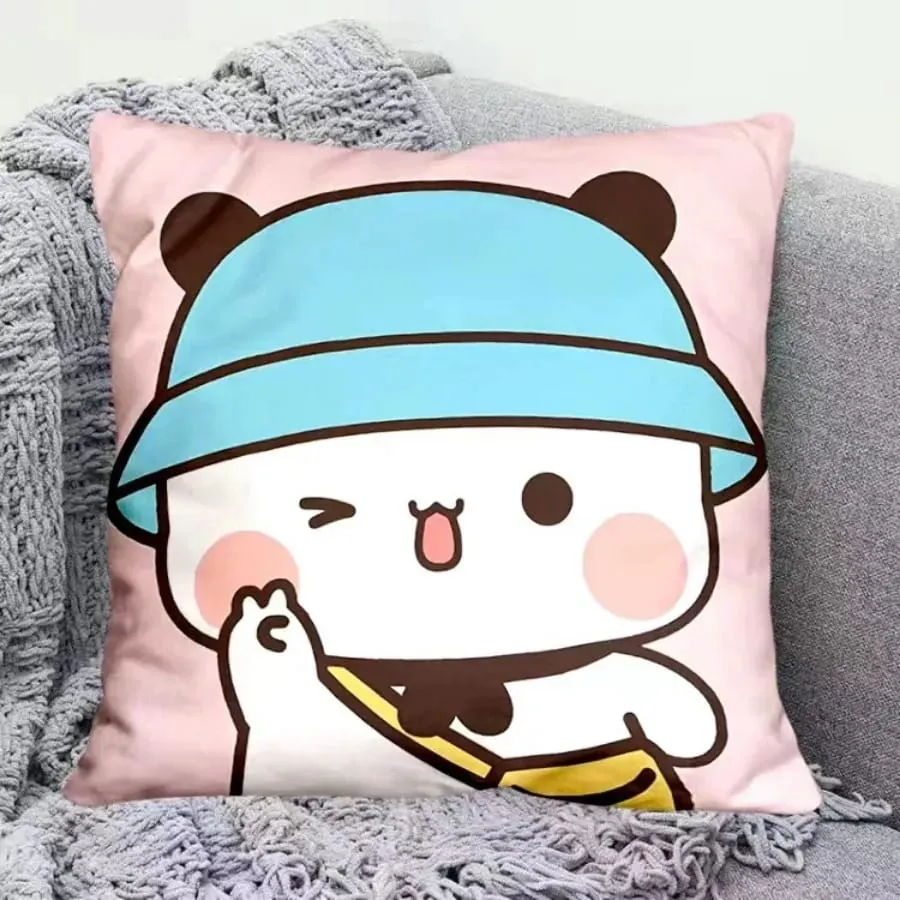 Yier Panda Bantal Comel Bubu Dudu Kartun Bantal Persegi Kawaii Anime Pinggang Lembut Sofa Kusyen Kereta Hiasan Bilik Tidur Rumah — image 10