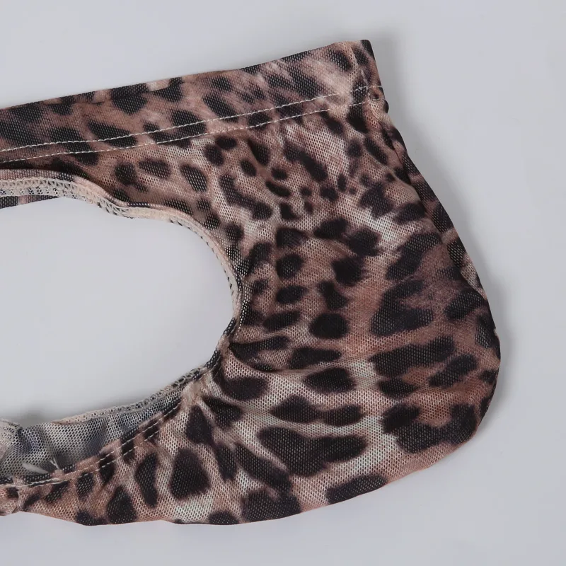 Men Sexy Briefs Underwear Mesh Sheer Ultra-Thin Underpants Big Penis Pouch See Through Panties Leopard Bikini — image 4