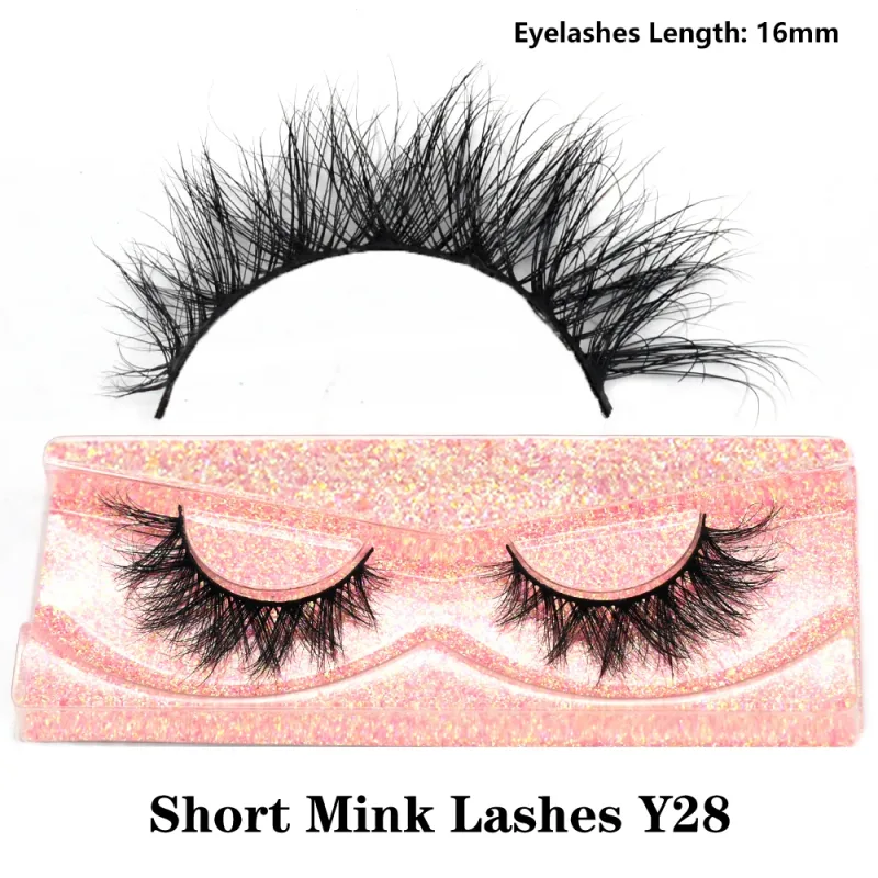 Mink จริงปุยสั้น Eye Lashes Extension Wispy นุ่มธรรมชาติขนตาปลอมสั้นสวมใส่ทุกวัน Full Strip Lashes แต่งหน้า — image 40