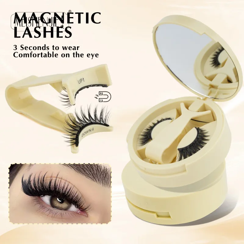 1/3 คู่ Magnetic Eye Lashes ขนตาทำด้วยมือ Soft Reusable Magnetic Lashes ดูธรรมชาติ 3D False Lashes แต่งหน้าแหนบชุด — image 22