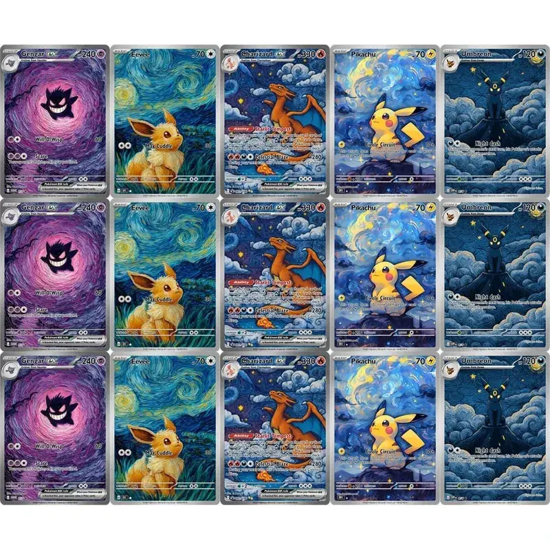 Kad Koleksi Eevee Gengar Umbreon DIY Kad Permainan PTCG Kreativiti Bersinar Hadiah Kad Holografik Jarang — image 2