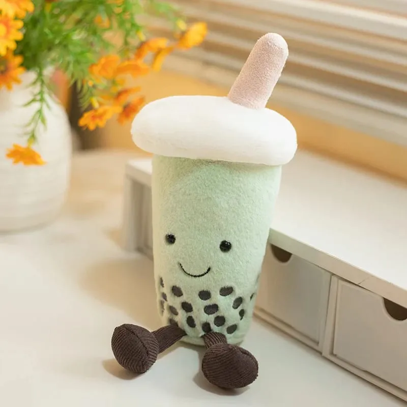 23cm Matcha Green Milk Tea Cup Cute Stuffed Boba Plush Cushion Soft Hugging Pillow Plush Toys Creative Gifts For Kids Favors