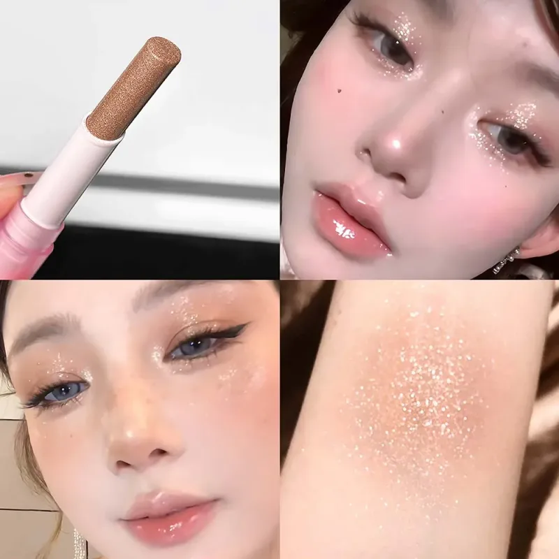 Funkelnder wasserfester Lidschatten-Textmarker, blauer Diamant-Gelee-Lidschattenstift, glitzernder rosa lila Lidschatten, erhellt das Make-up — image 13