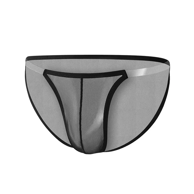 Intimo da uomo Slip sexy a rete intera trasparenti Intimo da uomo sexy traspirante a vita bassa in seta di ghiaccio sottile