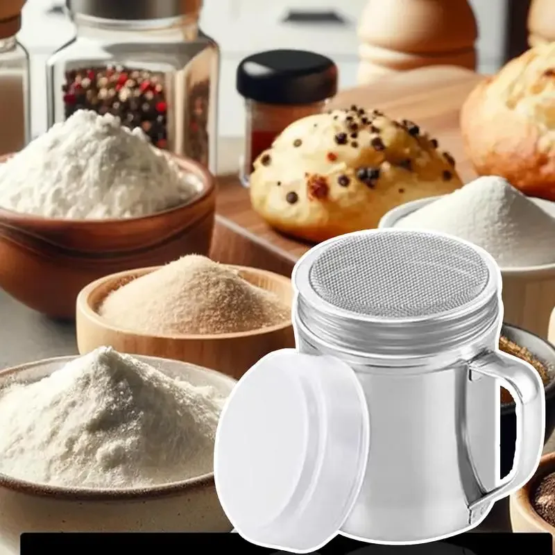 เครื่องปั่นสแตนเลส เครื่องปั่นน้ำตาลผง Duster พร้อมที่จับเครื่องปั่นโลหะ เครื่องปั่นพริกไทยตาข่ายละเอียด เครื่องปั่นเกลือและพริกไทย — image 4