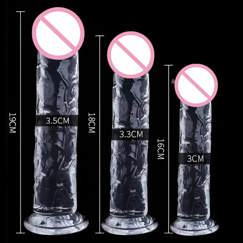 Trasparente Realistico Dildo Gelatina Pene Ventosa Dildo Masturbatore Femminile Stimolatore Clitorideo Grande Cazzo Lesbiche Giocattoli Del Sesso — image 5