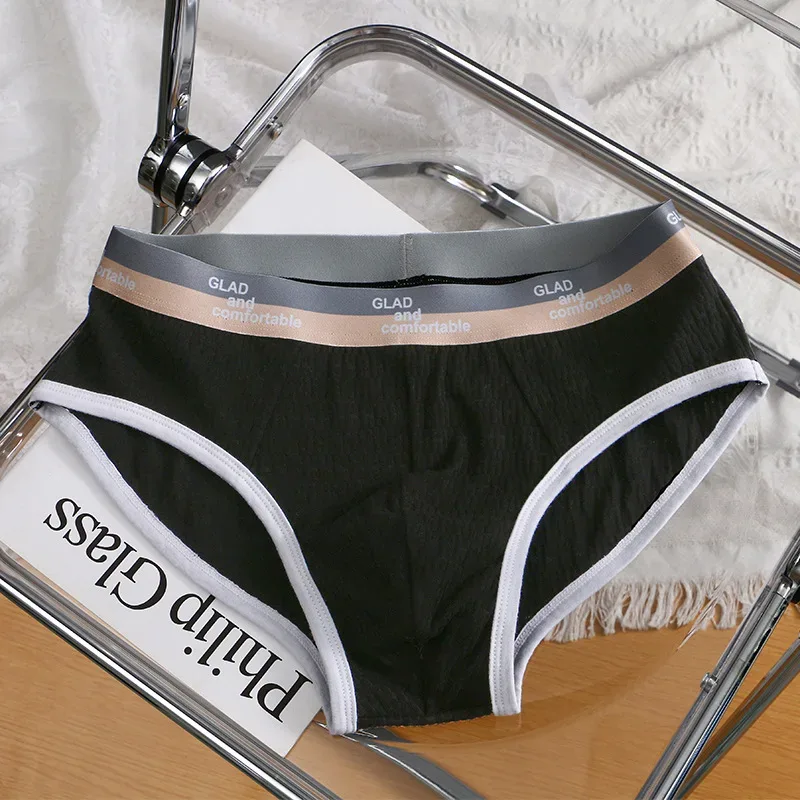 Letnie nowe męskie bawełniane majtki w jednolitym kolorze, minimalistyczna oddychająca cienka bielizna, modne kąpielówki męskie majtki bikini 3256812635450502 — image 7