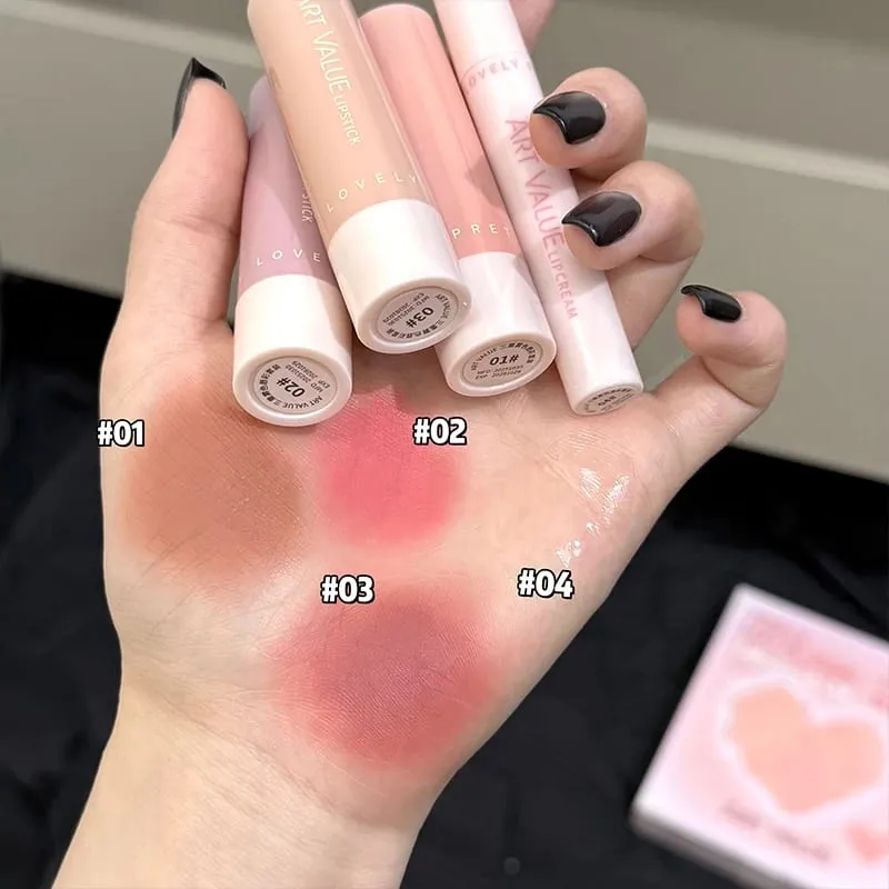 ART VALUE 4 PCS Ensembles de maquillage pour les lèvres comprennent 3 couleurs de rouge à lèvres liquide mat velours et 1 kit de cosmétiques à l'huile de baume à lèvres Gloss à lèvres durable — image 6