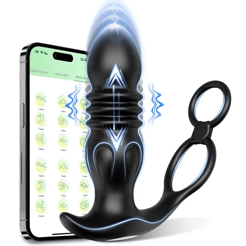 APP التحكم Thrusting جهاز تدليك للبروستاتا للرجال تلسكوبي الشرج هزاز لمثلي الجنس بعقب المكونات خاتم الديك السلع الكبار لعبة الجنس للرجال — image 10