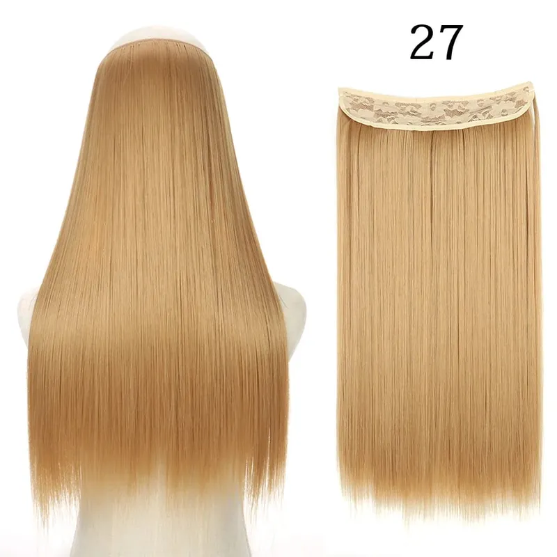 Synthetic Long Straight No Clip Invisible Line Hair Extensions 40 55 80cm Natural Brown Blonde Fake Hairpiece For Women