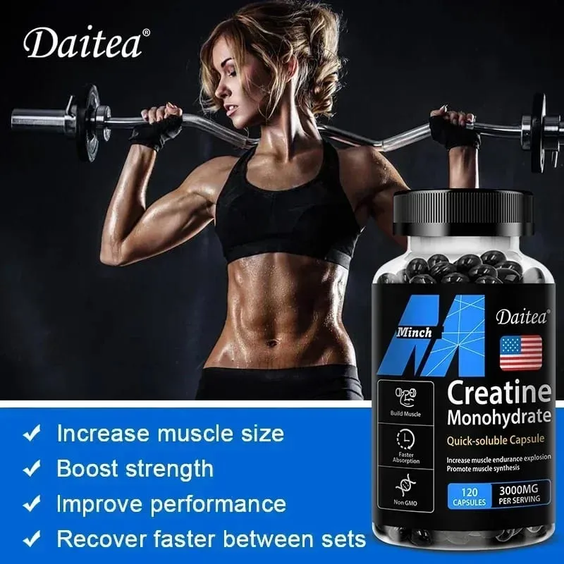 Daitea Creatine Monohydrate 3000 Mg - Strength Muscle Performance Supplement for Men and Women Non-GMO and Gluten-Free