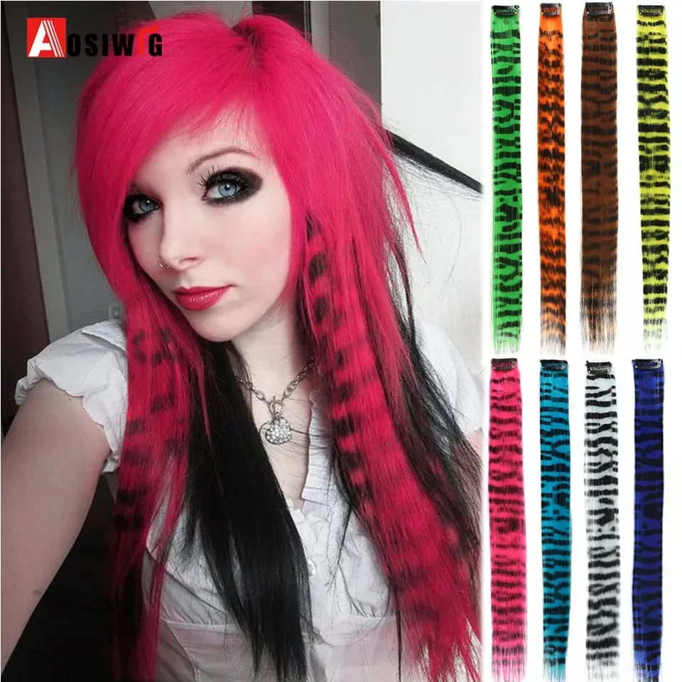 Feather Hair Extensions Colored Synthetic Clip In Hair Feather Colorful False Hair Extension Mixed Color Straight Hair For Women — image 2