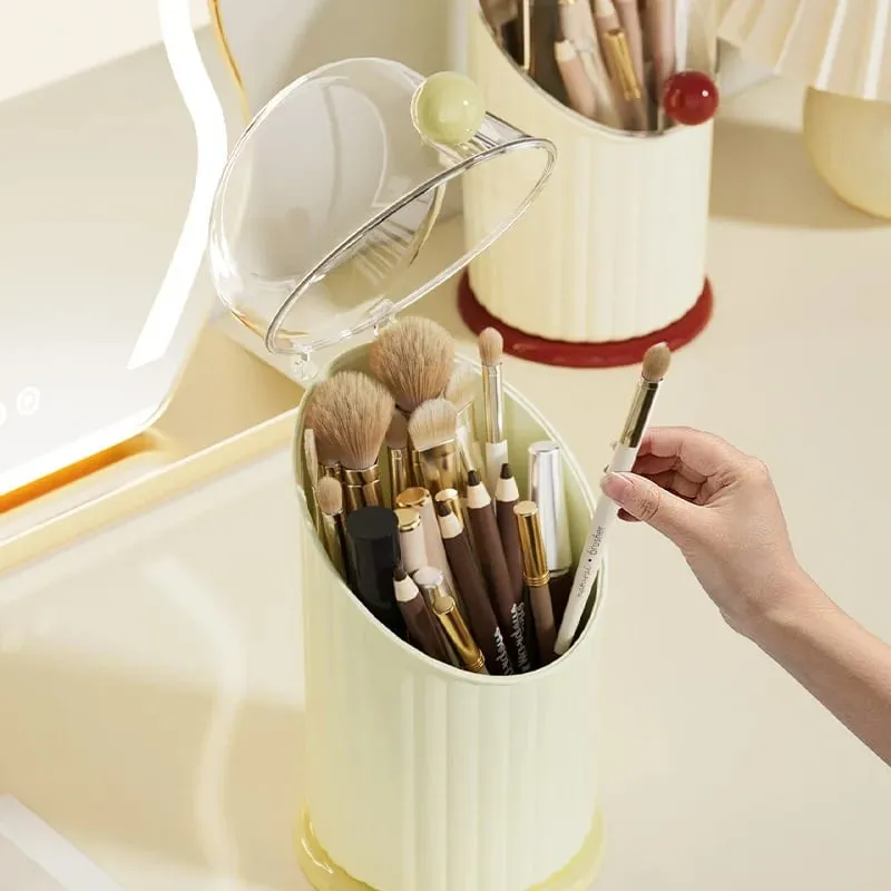 Úložný box na štětce na make-up Velkokapacitní držák štětců na make-up s průhledným víčkem Prachotěsné kosmetické nástroje Organizér na rtěnky na obočí — image 4