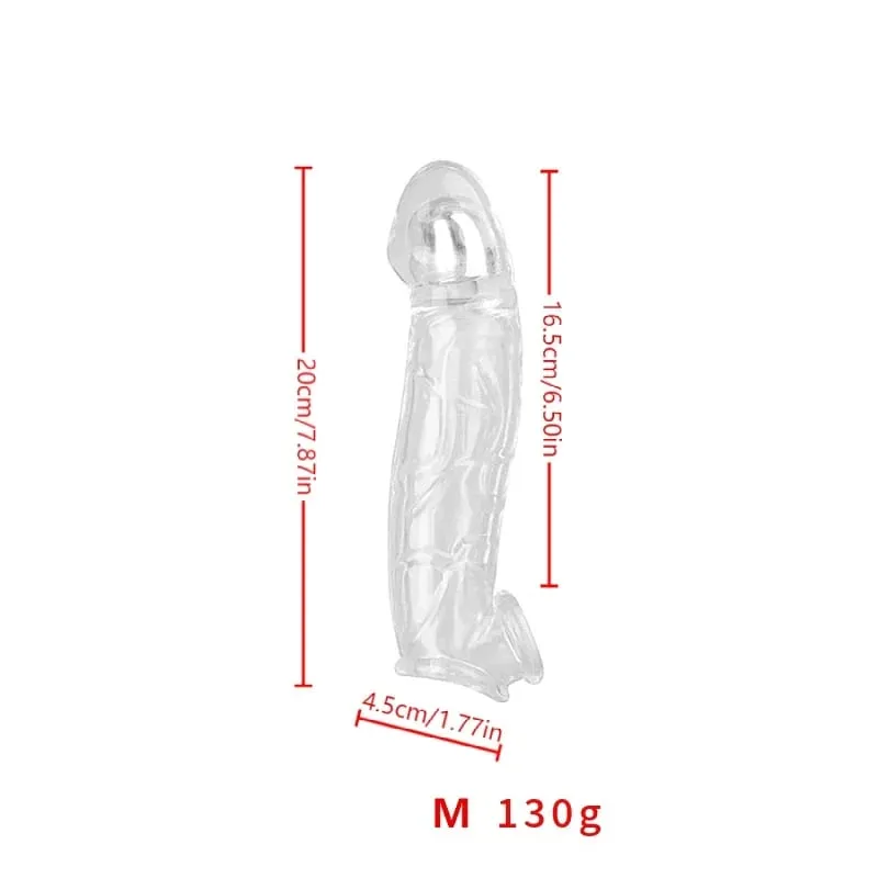 3 ขนาดReusableอวัยวะเพศชายนุ่มClear CockแขนอวัยวะเพศชายExtenderของเล่นสำหรับผู้ใหญ่สำหรับผู้ชายผู้หญิงทนทานPenis Enlargerชาย