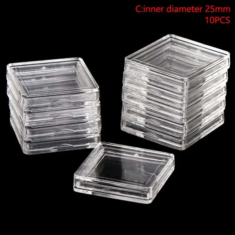 Conteneurs de protection carrés en plastique transparent, 10 pièces, étui pour jetons, support de jeu de société, boîtes de collection de cartes, tendance — image 9