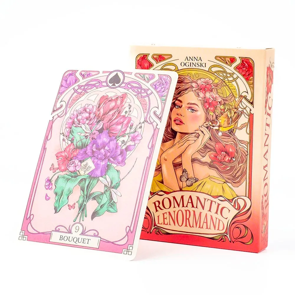 Romantische Lenormand-Orakelkarten, 37-teiliges Deck, 10,2 x 7,2 cm, englische Vision, Jugendstil-Blumenmotive für Party-Brettspiele — image 1