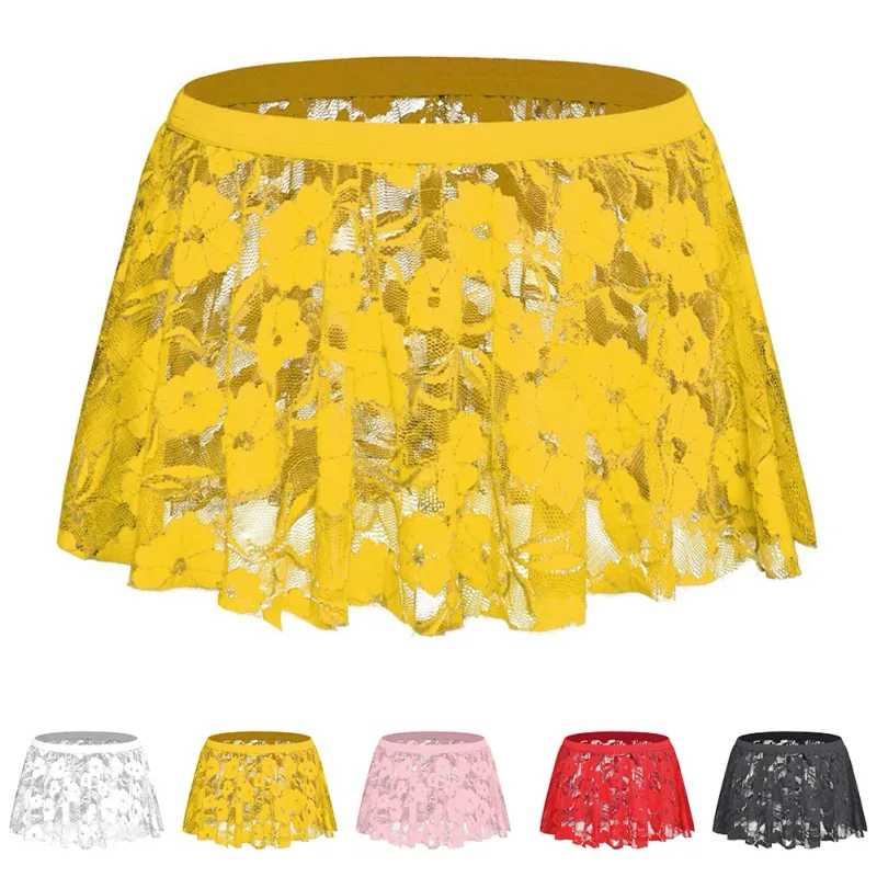 Jupe en dentelle unie pour hommes, maille transparente, pour Lingerie basse, jupes plissées, transparente, bas moulant pour soirée — image 8