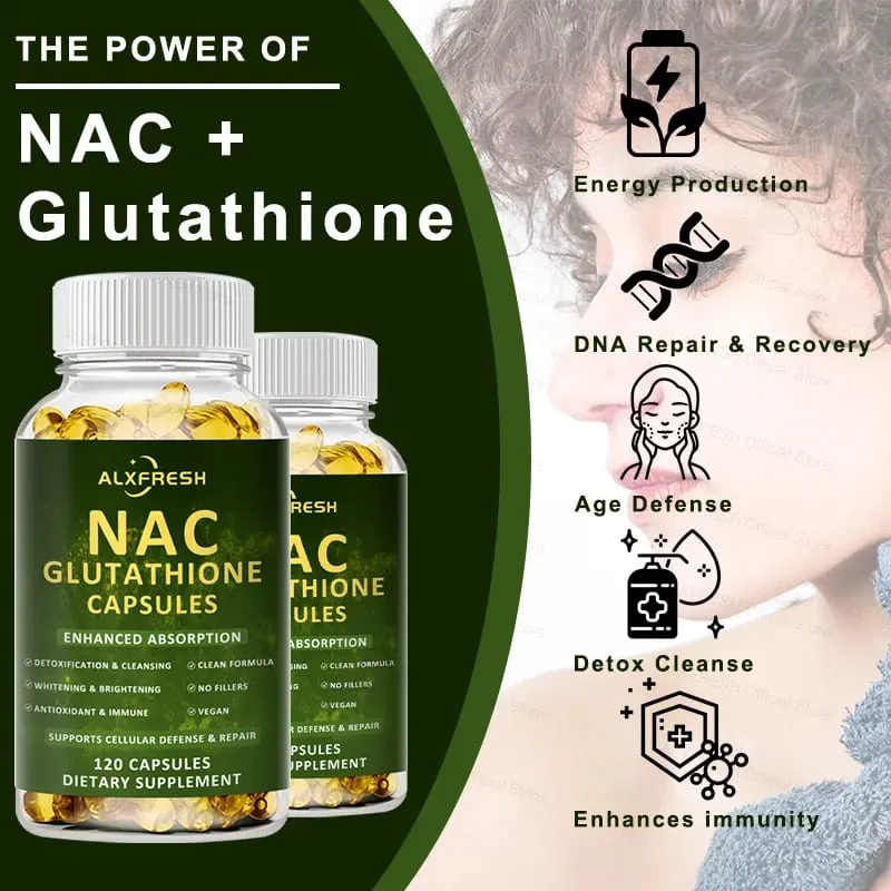 Premium NAC + Glutatione Complex Detox e potenziamento antiossidante con vitamina C | Supplemento per la salute del sistema immunitario a supporto del fegato