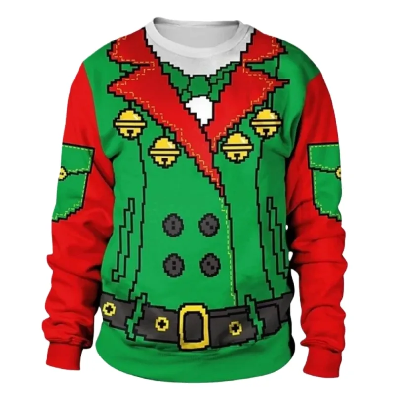 Pull de Noël drôle pour hommes et femmes, sweat-shirt de noël avec graphique laid Y2k, pour fête de vacances, vêtements amples pour hommes — image 5