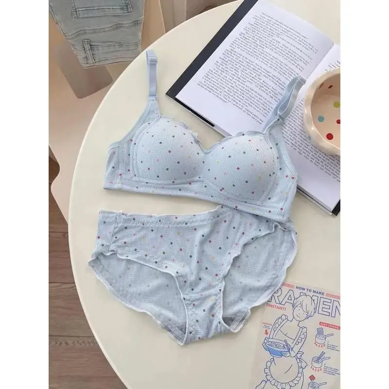 MOYISU – soutien-gorge sans fil blanc à pois, pour adolescents, soutien-gorge Push Up, rétraction du buste, ensemble de Bralette Non rembourré, petite poitrine, Anti-affaissement — image 4