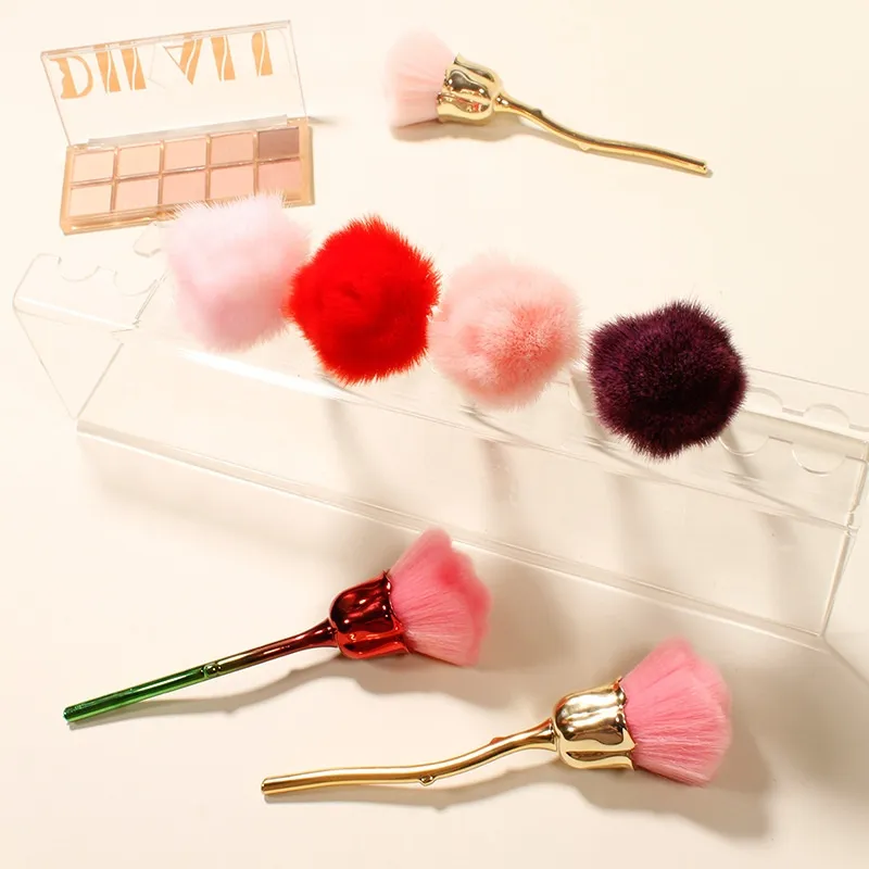 Rose Blomst Form Makeup Børste Rund Makeup Løse Pulver Børster Manicure Neglepolering Støvfjernelse Børste Skønhed Make Up Værktøj — image 3