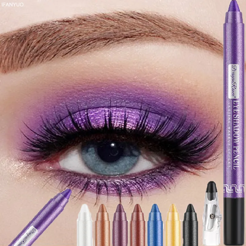 12 cores glitter caneta sombra de longa duração fosco sombra paleta brilhante iluminador prata roxo delineador lápis cosméticos — image 2