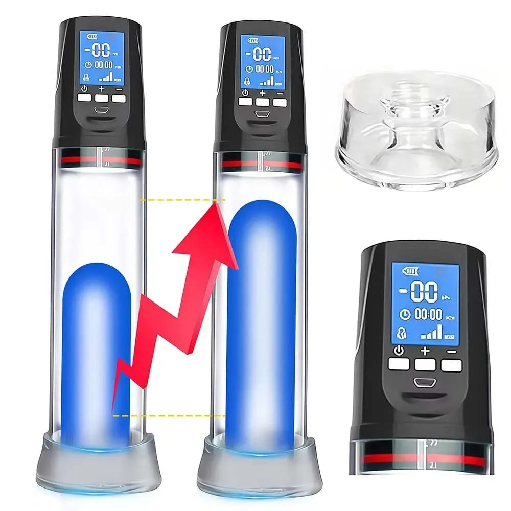 Bomba de pene eléctrica automática, masajeador de succión al vacío masculino, retraso de ampliación, pantalla LED, masturbación, Juguetes sexuales para adultos para hombres — image 1