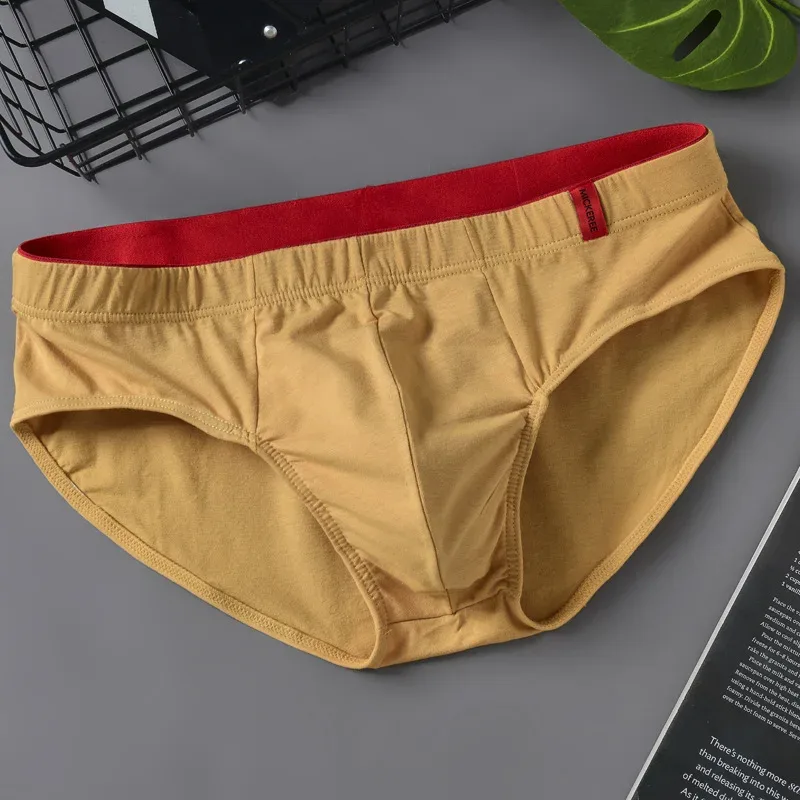 Slip da uomo Slip in cotone tinta unita per giovani Vita comoda e sexy Tendenza esplosione Biancheria intima traspirante Sissy Mutandine — image 3