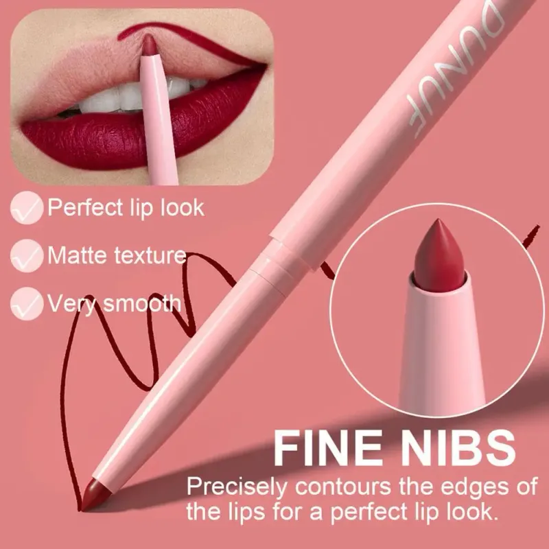 6 ชิ้น Velvet Matte Lip Liner ดินสอชุด Pigment Smooth Silky Texture ง่ายสี & Define Lip Contours daily Lip Makeup — image 5